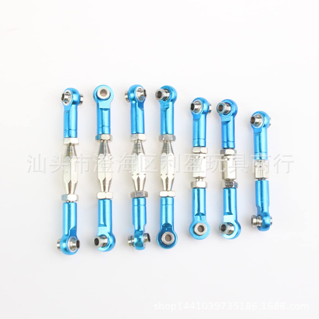 KingVal Replacement Metal Linkage Steering Pull Rod with Screws Compatible with Wltoys 1/14 144001 144010 124019 124018 124017 RC Car (Blue)