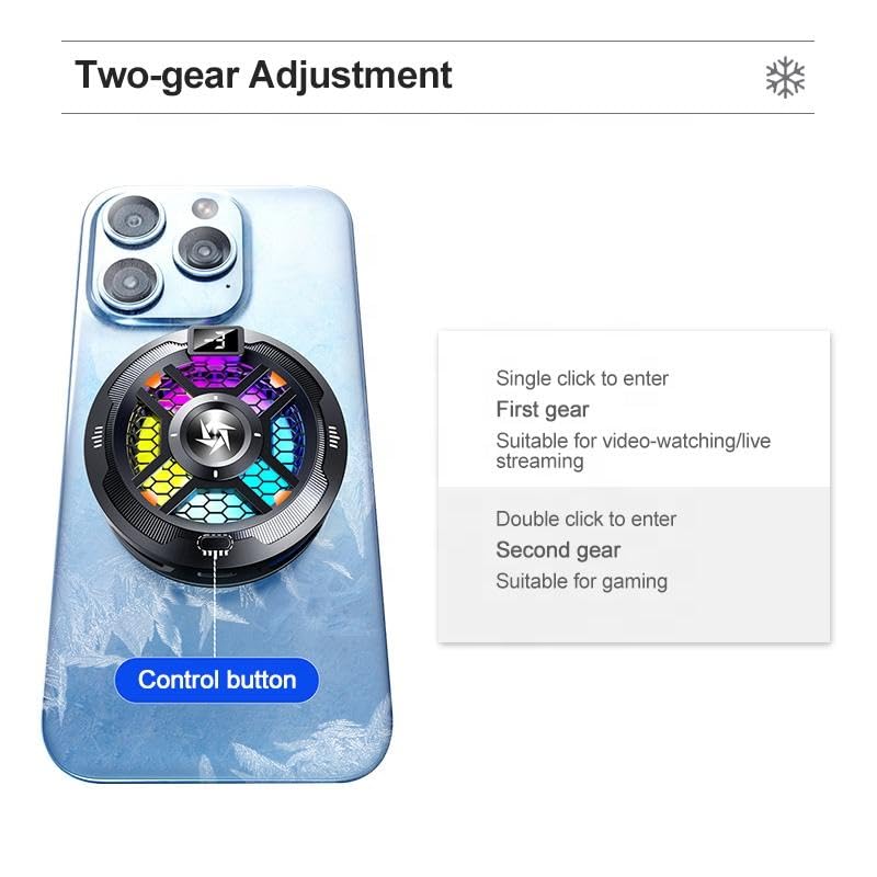 Image of Phone Cooler with AI Cooling Mode, RGB Lighting, Real-Time Temperature and Power Display, Strong Magnet and Clip Mount, Ultra-Quiet Fan (SL18)
