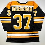 Facsimile Autographed Patrice Bergeron Boston Black Reprint Laser Auto Hockey Jersey Size Men's XL