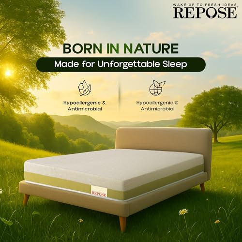 Image of Repose Latexo Natural Latex Mattress | 5 Years Warranty,Queen Size Bed, Medium Firm, HR Foam with Latex, 6 Inch (72x60x6 Inchs)