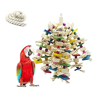 MQFORU Bird Toy Parrot Toy Made with Nature Wood, Parrot Toys for Large and Medium Birds, Best Toys for African Grey, Parakeets, Amazon Parrots, Finch, Budgie, Cockatiels, Conures ect