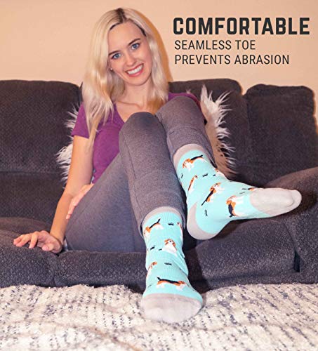 Women's Premium Comfort Animal Socks (Beagle Socks Blue)3