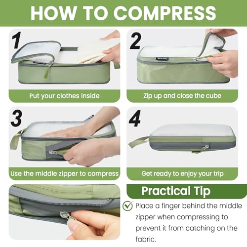 Image of BAGAIL 6 Set Ultralight Compression Packing Cubes Packing Organizer for Travel Accessories Luggage Suitcase Backpack