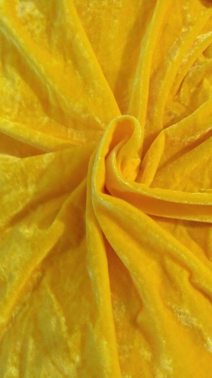 Shakti Fashion Stretch Velvet Velour Yellow Fabric (1 Meter)-image-11