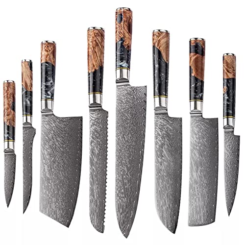 Epicurean Cook 8-Piece Damascus Knife Set with...