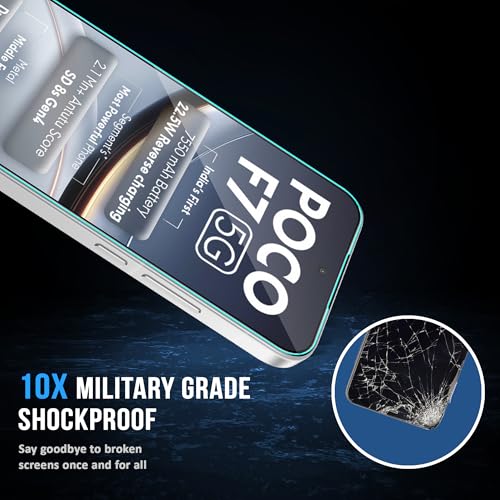 Image of ArmourPro Military Grade Gorilla Tempered Glass Compatible For Poco F7 (6.83 Inch) With Easy Installation Kit for Smartphone| Edge To Edge Coverage | Black, Pack of 2