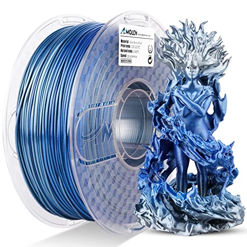 Image of AMOLEN PLA 3D Printer Filament, PLA Filament 1.75mm Silk Shiny Filament Blue Silver Filament, 3D Printing Filament 1KG /2.2lb