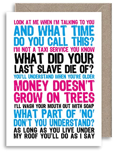 Funny Mum Sayings Greeting Card - Mum Dad Birthday Card - Classic Parent Quotes Card - Alternative New Baby Card - Grandma Grandpa Card - Parent Quotes Card