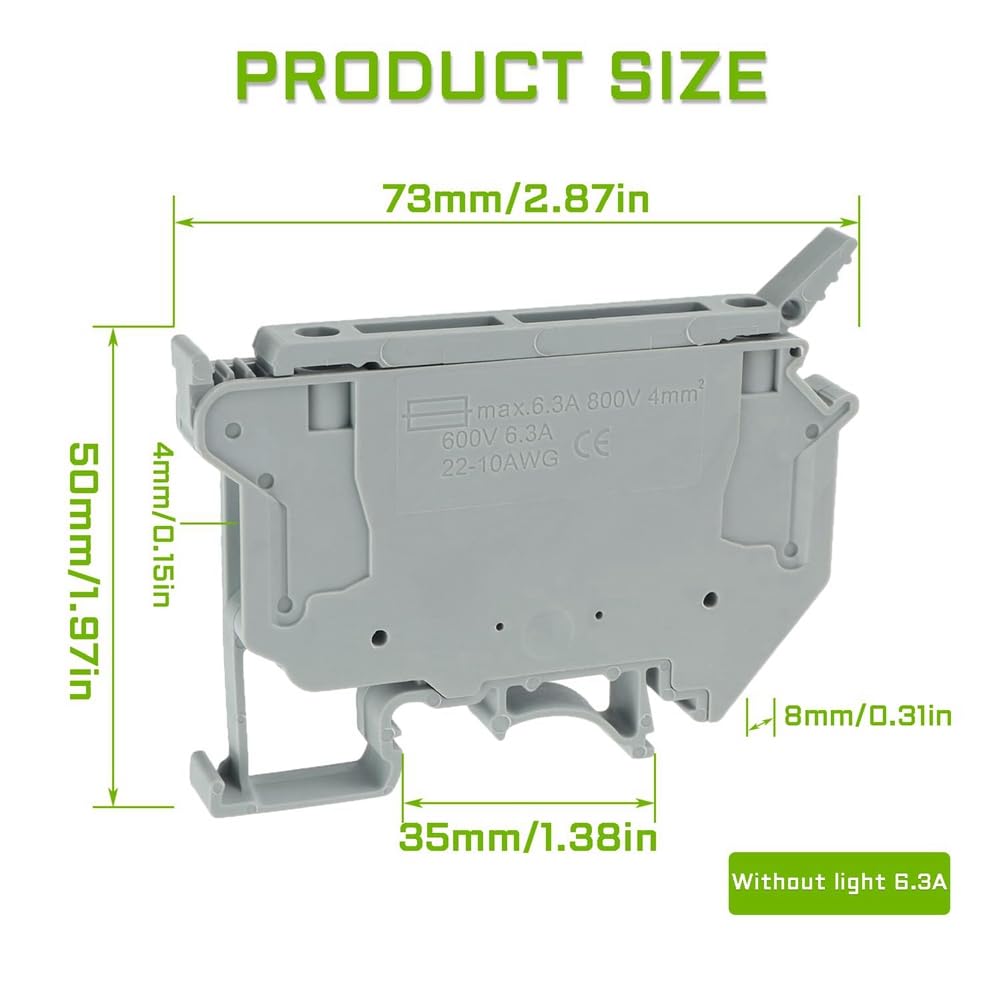 UK5- UK5RD - Sans LED - Support de bornier de fusible pour rail DIN - Borne à vis de séparation (paquet de 10 pièces) - Facile à utiliser