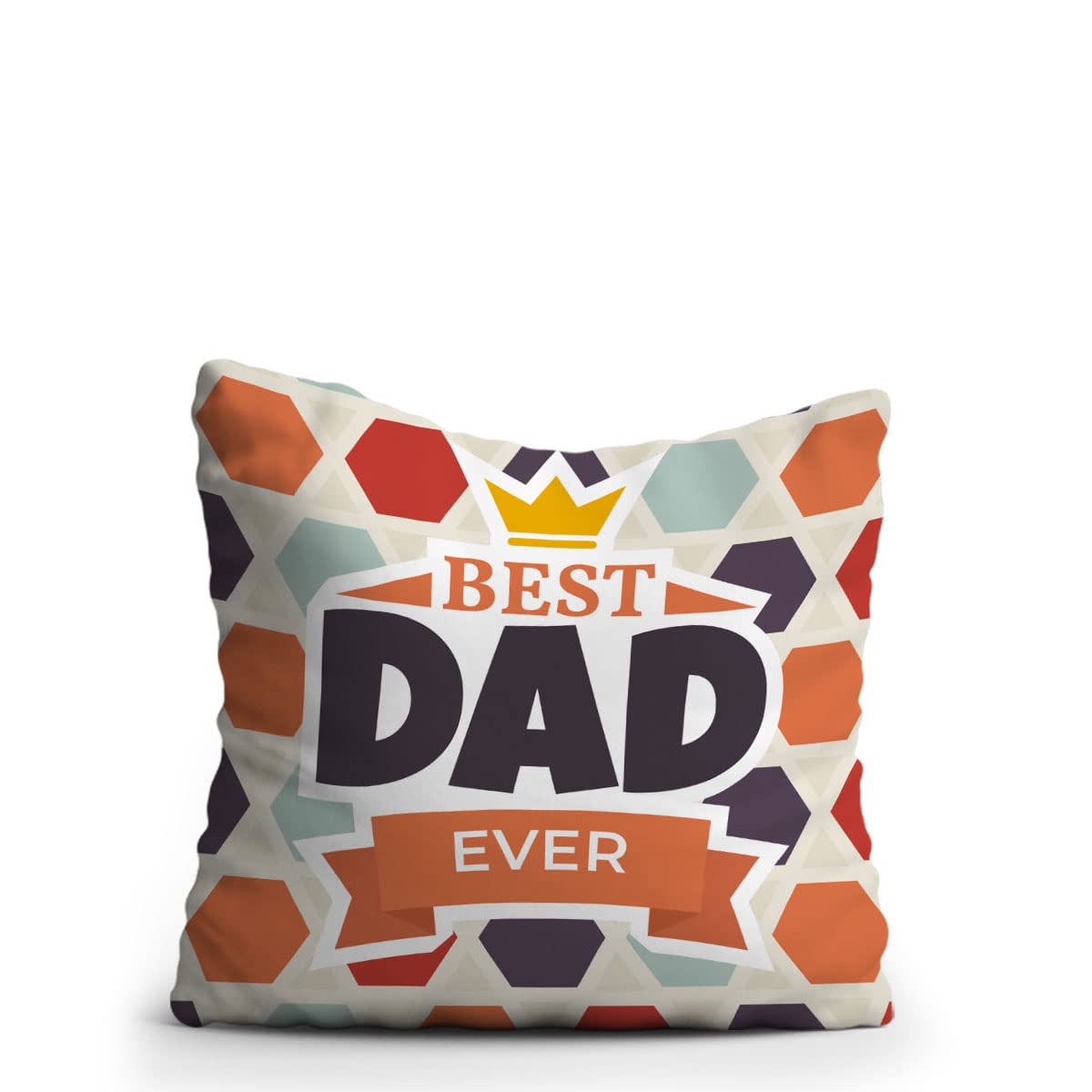 Crazyify Best Dad Ever with Multi Design Printed Fathers Day Cushion 16x16 inches for | Birthday Gift for for Men/Women/Girls/Kids/Girlfriend/Boyfriend