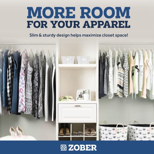 Image of ZOBER Blush Velvet Hangers 50 Pack - Clothes Hangers, Coat Hanger for Pants & Dress Clothes - Non Slip w / 360 Degree Swivel, Holds up to 10 lbs - Strong Felt Hanger for Clothing