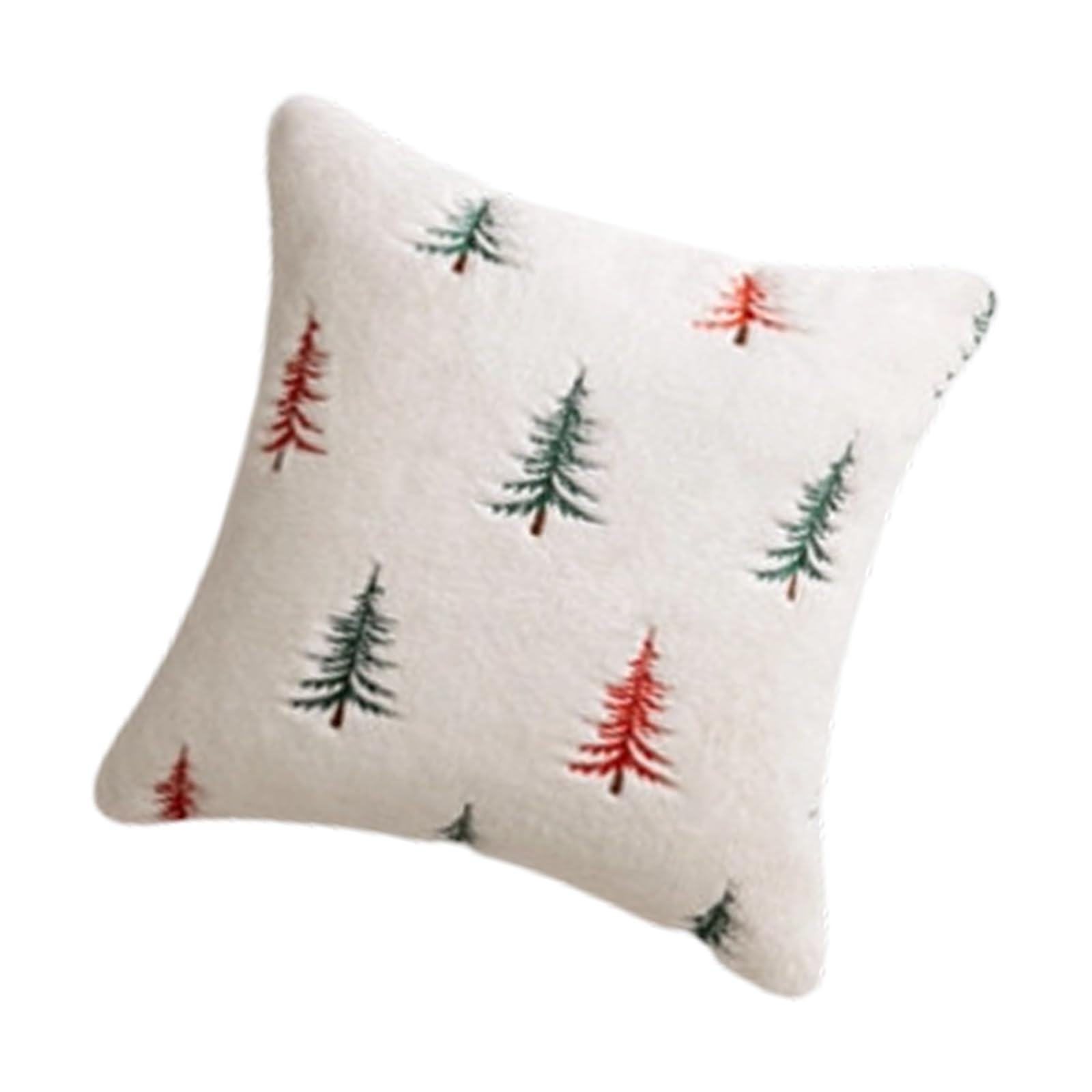 Jazuaiao C Holiday Embroidered Hristmas Tree Faux Furs Pillow Ase Washable Decorative Ushion Over For Living Room Bedroom Festives Throw Pillow Over