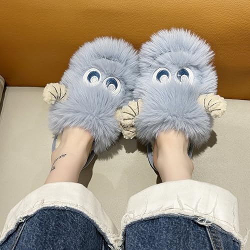 Cute Plush Slippers Monster Horn Y2K Animal Cotton Stuff Slippers Home Furry Fluffy Soft Indoor House Shoes3