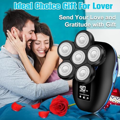 Image of Head Shaver for Bald Men,6-in-1 Electric Shaver for Bald Head 6D Wet /Dry Waterproof Mens Electric Razor Head Shavers Mens Grooming Kit Cordless Rechargeable Face Head Shaving Rotary Shavers