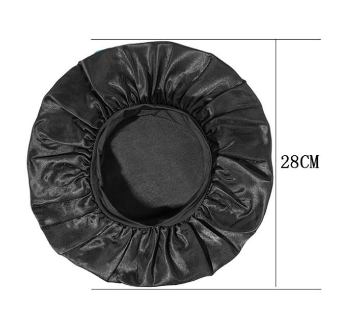 LIANRISES 3pcs Silk Satin Hair Cap - Sleep Caps for Women - Bonnet for Curly Hair - Pink, Black, Wine, Red - Image 2