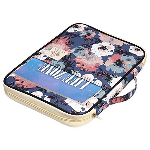 Jakago Multi-Functional Portfolio Travel File Organizer Business Waterproof A4 Document Bag Zippered Case Pouch For Notebook, Ipad, Journals, Sketchbooks Carrying Case (Flower) #TOP2