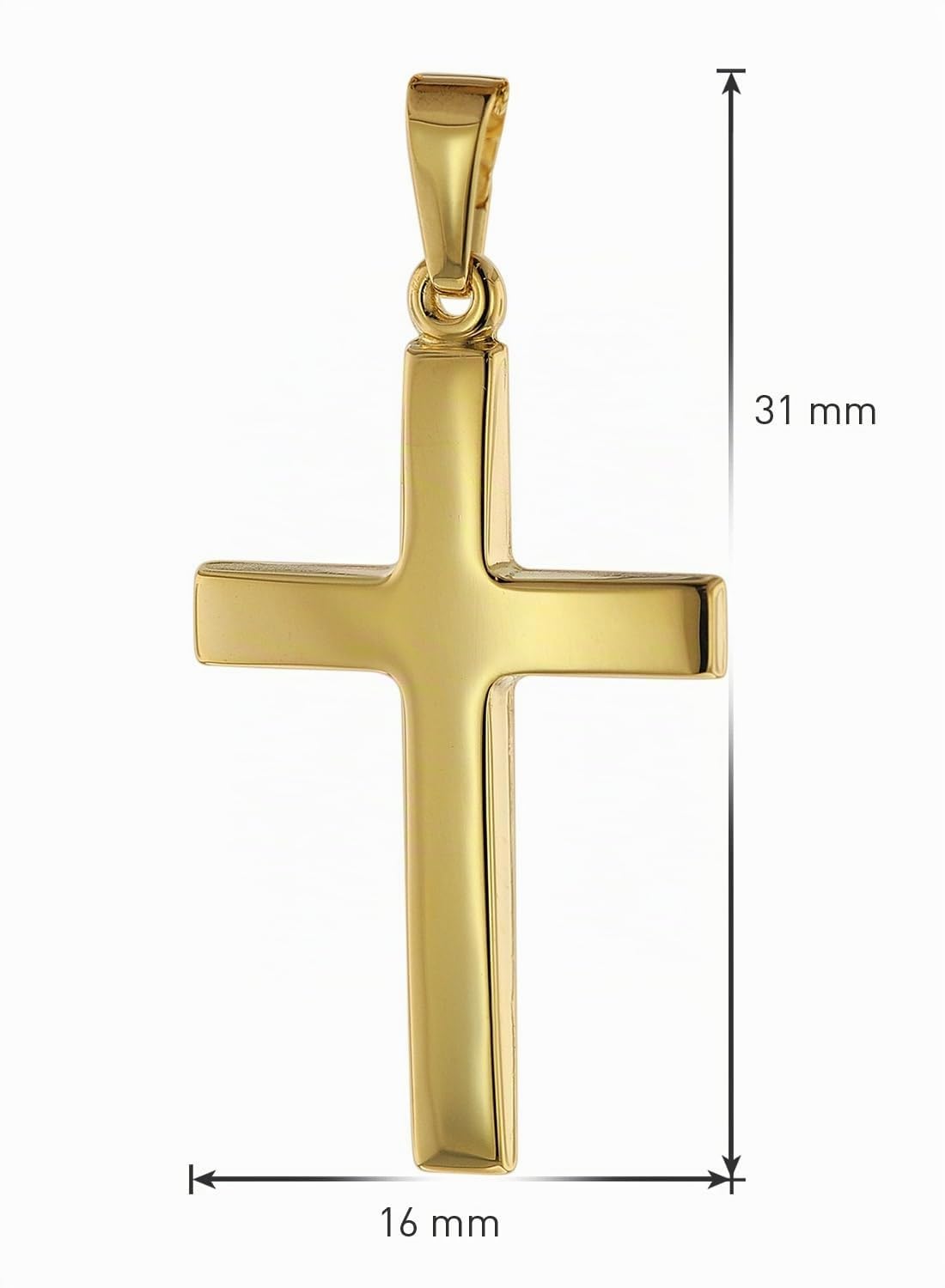 trendor Kreuz-Anhänger 24 mm Gold 585 + Silberkette goldplattiert 75543 | 50 cm Herren-Halskette, elegantes Geschenk für Männer