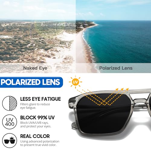 Myiaur Polarized Aviator Sunglasses for Men, Trendy Double Bridge Sun Glasses with UV400 Protection Fashion Shades4