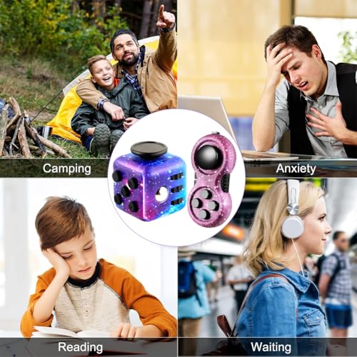 MPQDFG 2 Stück Zappelspielzeugset, Galaxy Anti-Stress-Würfelspielzeug, Infinity-Würfel, Zappelpad-Controller, Kleine Geschenke Für Kinder Und Erwachsene Zum Stressabbau In Stresssituationen