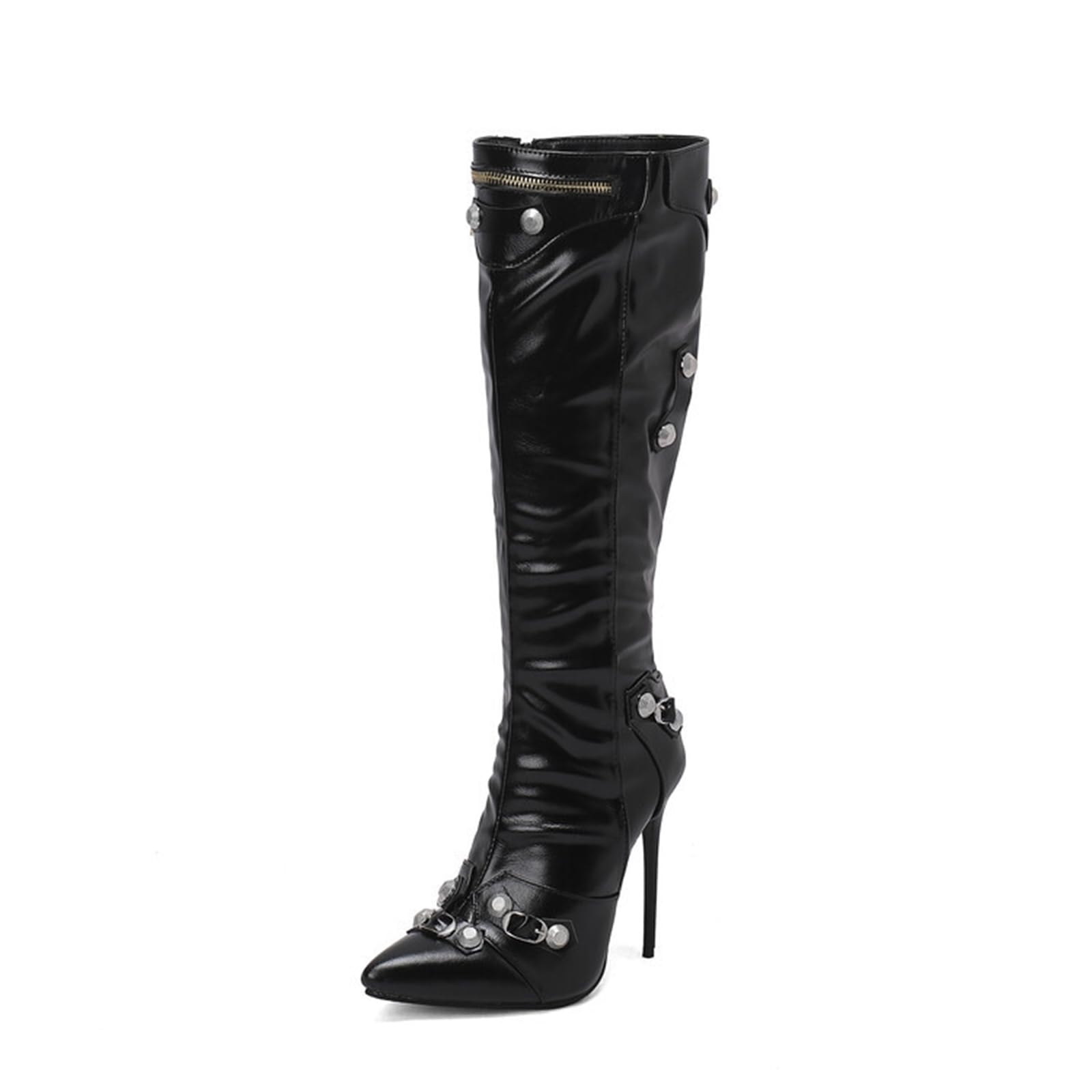 12CM/4.72IN Stivali al Ginocchio Sexy Punta a Punta Tacchi a Spillo Fashion Party Formale spogliarellista Stile Tacchi Alti
