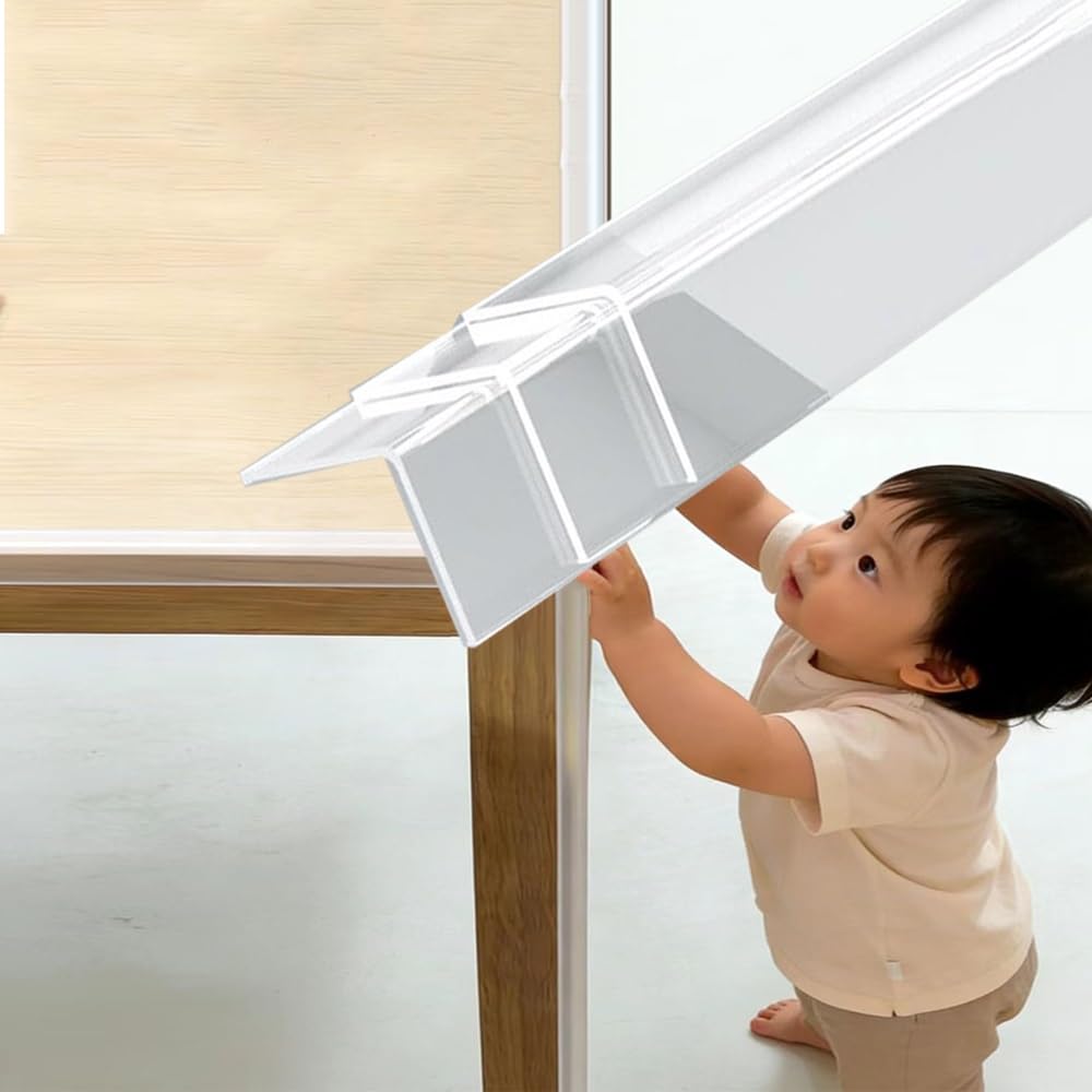 Protection d'angle murale en PVC transparent en forme de L - Bande anti-collision pour porte, fenêtre, table, transparent - L 80 x l 2,5 cm (31 cm)