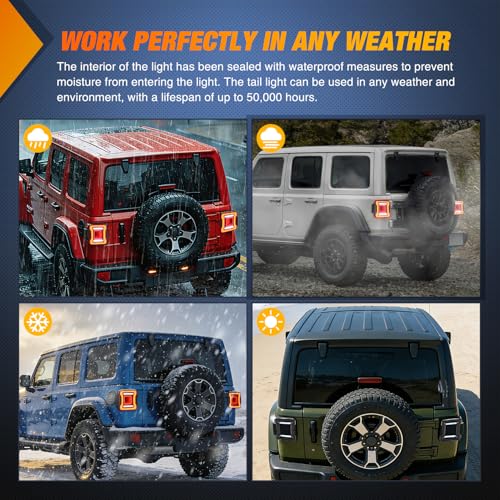 Image of Nilight JL Tail Light LED Smoked Lens White Lights Back Up Reverse Red Running Brake Stop Turn Signals DOT APPROVED Taillight Compatible With 2018-2026 Jeep Wrangler