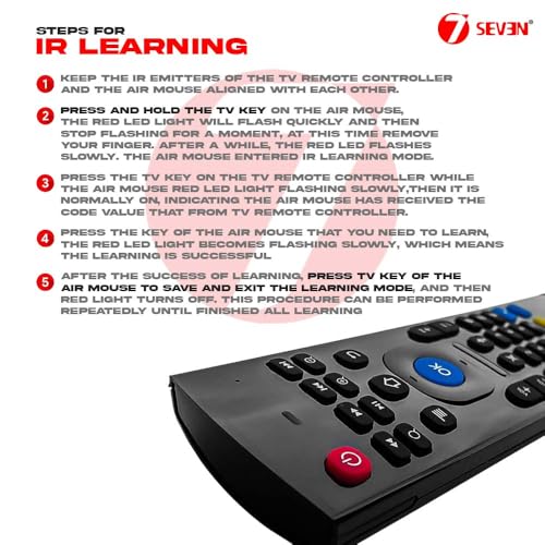 Image of 7SEVEN Air Mouse Smart Universal Remote 2.4GHz Wireless Voice Command Air Fly Mouse Keyboard for Smart TV, Android TV Box, Projector, Computer and PC Gaming