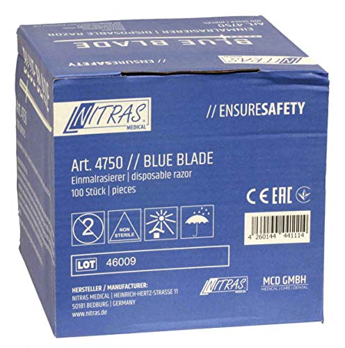 Nitras Medical Einmalrasierer BLUE BLADE, 100 Stück blau rostfrei