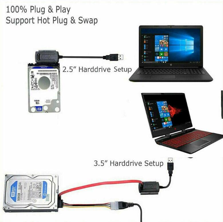 Miniatura 7 de SATA PATA IDE Drive to USB 2.0 Adaptador Convertidor Cable para Disco Duro HDD 2.5" 3.5" con Adaptador de Alimentación de CA Externo