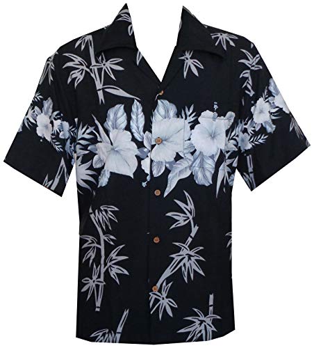 Hawaiian Shirts Mens Beach Aloha Party Holiday Camp Casual Short Sleeve (XL, Black)