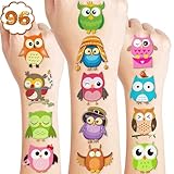 101 PCS Owl Night Birds Temporary Tattoos Themed Birthday Party Decorations Favors Supplies Decor Cute Wisdom Kawaii Intelligent Tattoo Stickers Gifts For Game Boys Girls Classroom School Prizes