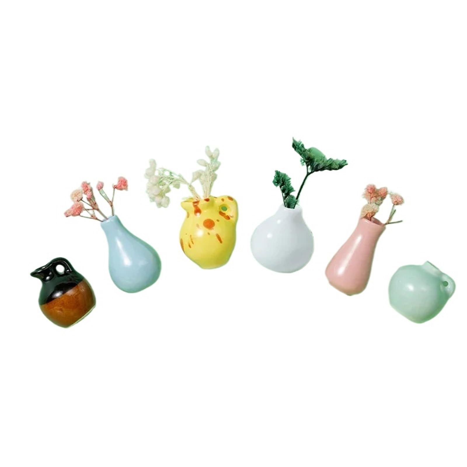 3-8pcs Mini Ceramic Vases - DIY Porcelain Refrigerator Magnets For Flowers & Messages - Kitchen Gifts Without flowers(8)
