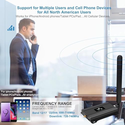 Image of Cell Phone Signal Booster for AT&T 5G 4G LTE Band 12 /17 | Up to 4000 Sq Ft Coverage for Home & Office | FCC Approved Cell Phone Booster Amplifier