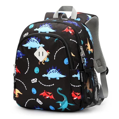 STEAMEDBUN Toddler Dinosaur Backpack - Preschool Kindergarten - Mini Backpack for Boys 2-4, Black