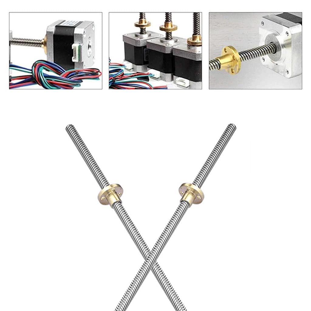 Varilla roscada T8 de 8 mm, tornillo de acero inoxidable 304 con paso de 2 mm y tuerca de latón(L=2mmx750mm)