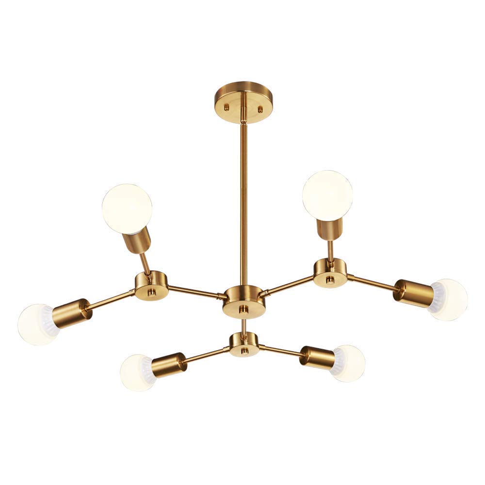 WORLD OF CHANDELIER Modern Ceiling Chandelier 60 Watts Sputnik Mid Century 6-Light Each Ceiling Fixture Flush Mount Light chandelier for living room modern (Antique Brass)-image-39