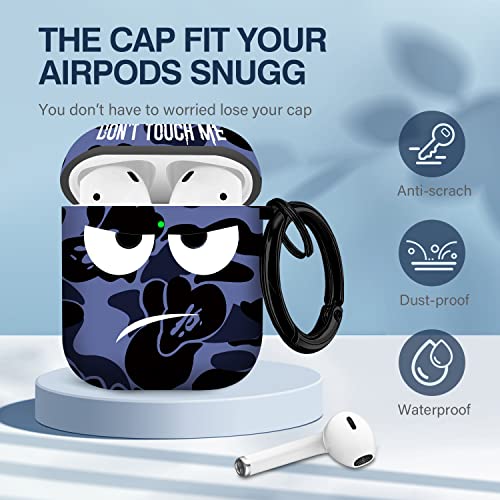 Image of for AirPods Case, Don't Touch Me Airpods Cover with Keychain Soft Cute Shockproof Cover for Women Men Compatible with AirPods 2 /1 Charging Case,Blue