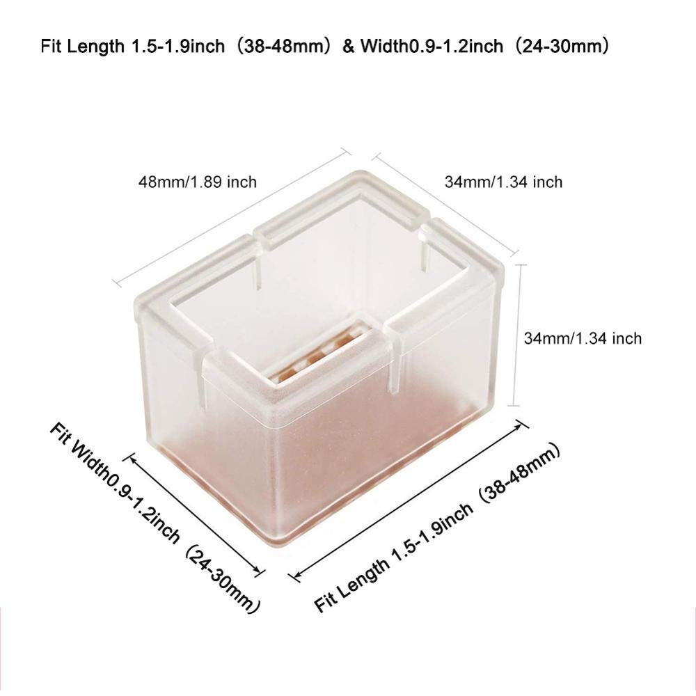 Tapones de silicona para patas de sillas, Protectores de patas for muebles 12/24 piezas Fieltro silicona Rectángulo Multicolor 4.8x3.4x3.4cm(24pcs)
