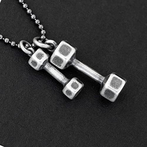 Handmade Pendant Necklace Sterling silver pendant dumbbells chain necklace for men pendants for men dumbbell chain Weight lifter jewelry body builder4