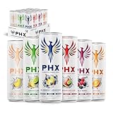 PHX Hydration Energy Drink - 700mg Electrolytes, 200mg Natural Green Tea Caffeine, 100% Daily Value 8 Essential Vitamins - 12 oz Cans (12 Pack) (12 Pack, Variety Pack)