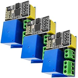 AZDelivery 3 x ESP8266-01S Wlan WiFi-Module 5V met Relais-Adapter (opvolger van ESP01) compatibel met Arduino Inclusief…