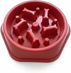 Comedouro Lento Labirinto para Cães, Plástico Resistente, 20 cm, Alimentação Consciente, Antiderrapante (Vermelho)