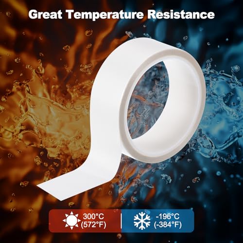Image of PATIKIL Heat Resistant Tape, 1.4 Inch x 33 Feet High Temperature Tape PTFE Adhesive High Heat Tape Waterproof for Vacuum Sealer Machine Insulation Protection, White, 0.18mm Thick