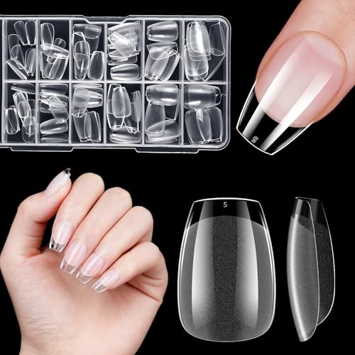 Venares - Set di 120 punte per unghie in gel, 120 pezzi, copertura completa per unghie, 12 misure, per unghie in gel, unghie artificiali, corte, XS