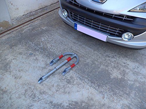 SNS SAFETY LTD Parkplatzsperre Klappbar, aus verzinktem Stahlrohr 32 mm, mit 3 Beinen, Vorhängeschloss mit 3 Schlüsseln, 28cm x 35cm (1 Stück)