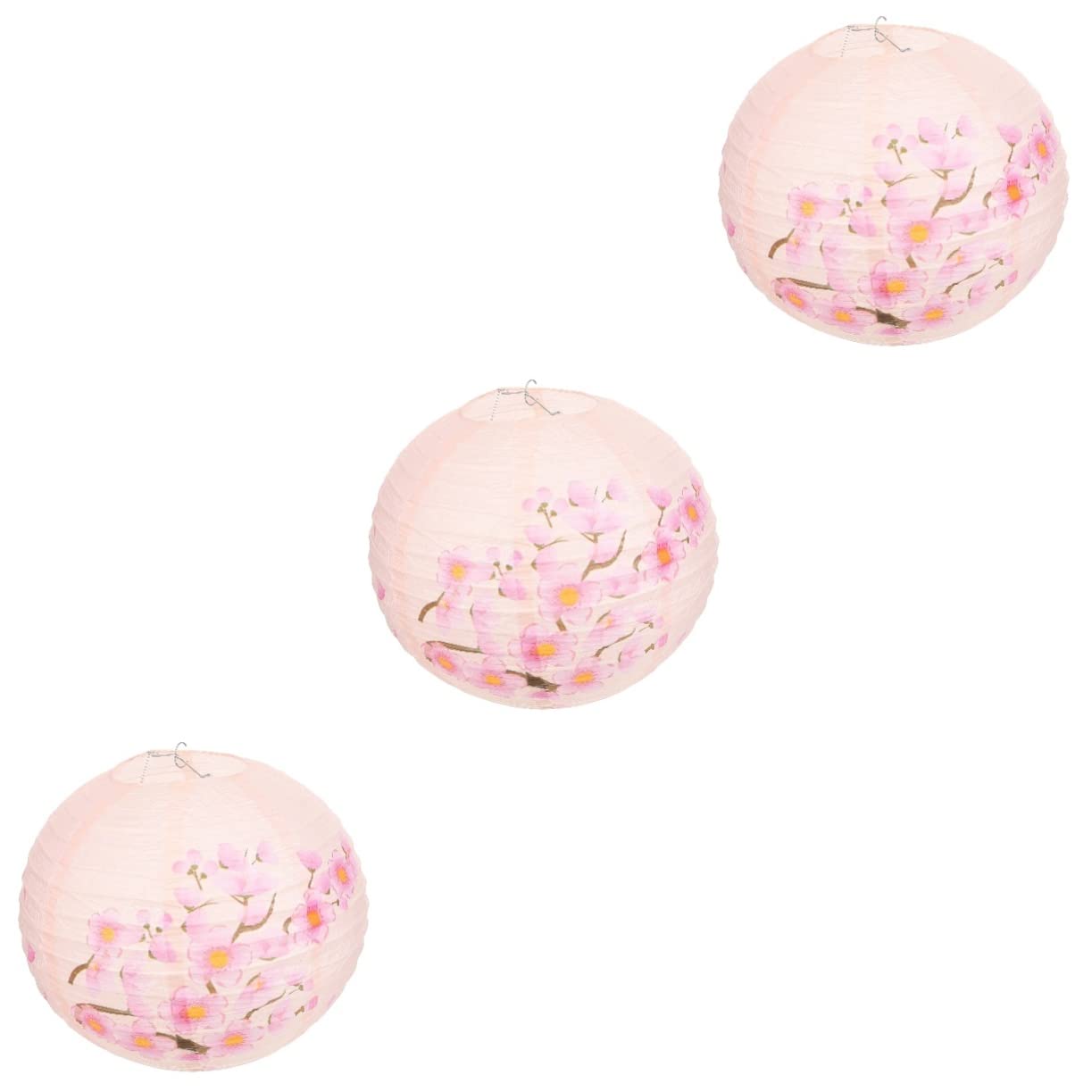 3pcs Japanese Sushi Restaurant Lantern Round Party Lanterns Folding Pink Hanging Lanterns Cherry Blossoms Chandelier Iron