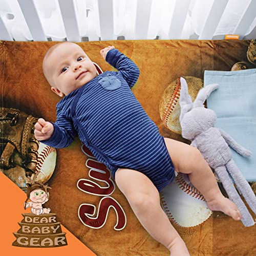 Image of Dear Baby Gear - Reversible Baby Blankets - Soft Nursery Blanket for Newborn - Toddler Blankey - Throw Blanket for Boys & Girls - Infant Blankets - 40x30 (Slugger Baseball Glove - Light Brown)