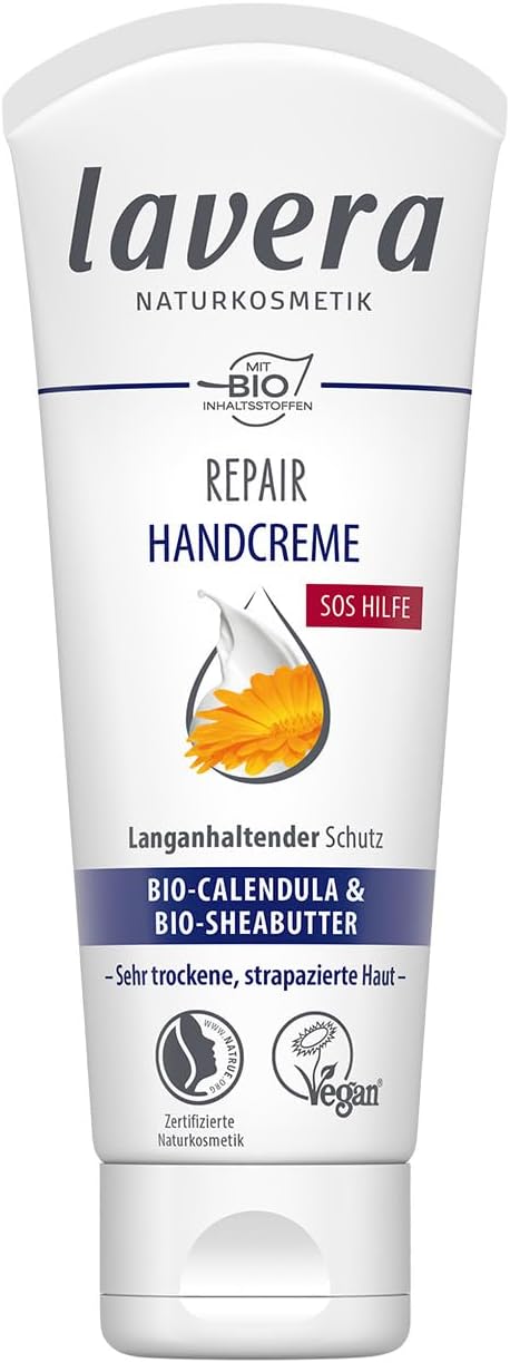 Repair Hand Cream - Organic Calendula & Organic Shea Butter - SOS Aid for Stressed Hands - Immediately Relieves Tension Feelings - Long-Lasting Protection - Natural Cosmetics - Vegan - Organic