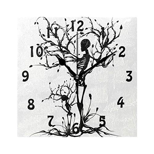 SEULIFE Wall Clock Halloween Skull Tree, Silent Non Ticking Clock for Kitchen Living Room Bedroom Home Artwork Gift