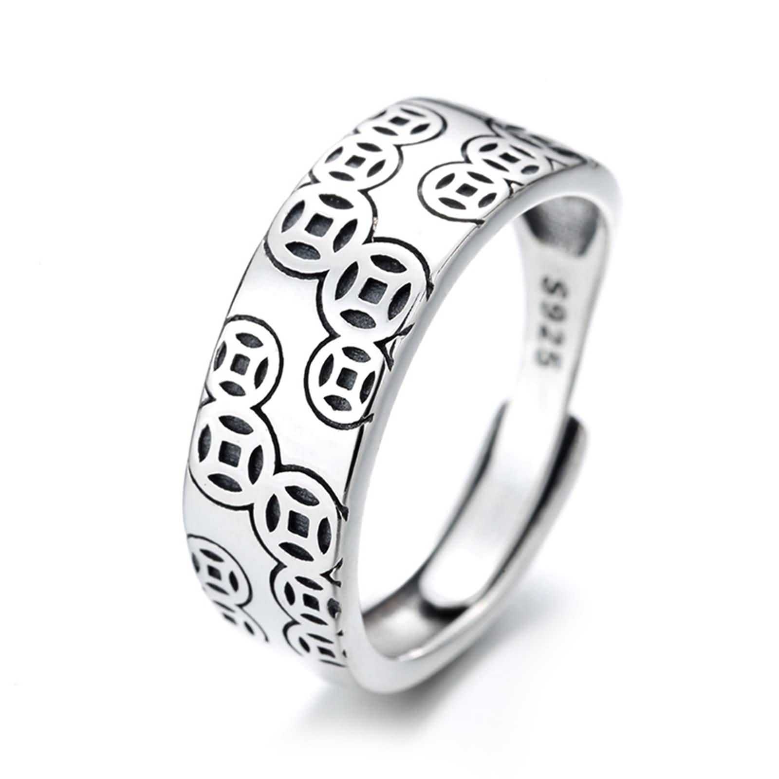 Anello in argento Sterling, anello per anniversario di 1 anno per fidanzate modello di denaro regolabile gioielli alla moda per regali da donna, Adjustable, Nessuna pietra preziosa